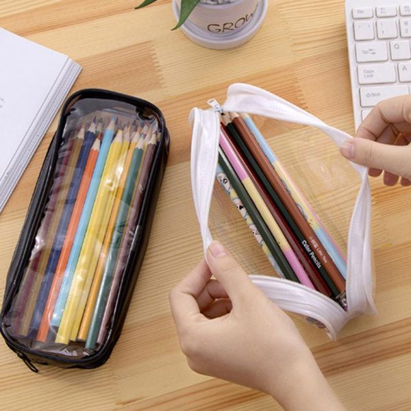 

transparent pencil case multifunctional pvc zipper large capacity portable mini makeup bag bags