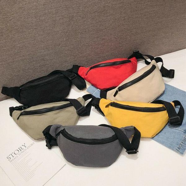 

casual waist bag for women girls belt bag solid kids fanny pack black red yellow