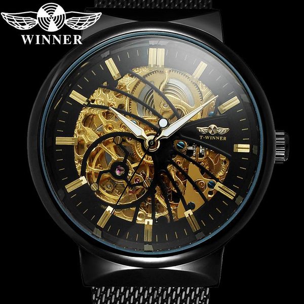 

wristwatches winner automatic mechanical men wristwatch military army sport male clock skeleton fashion man watch gift 8126, Slivery;brown