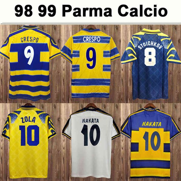 

1999 1998 2000 parma calcio mens soccer jerseys crespo cannavaro baggio asprilla home yellow blue football shirt short sleeve uniforms, Black