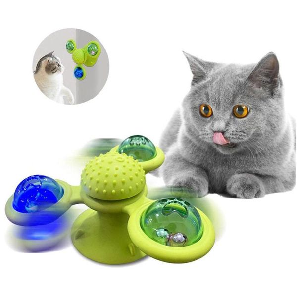 

cat toys windmill with suction cup pet toy sucker interactive turnable