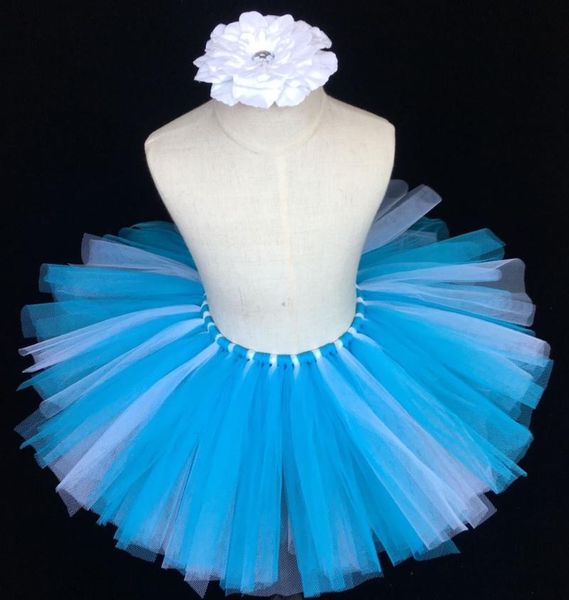

skirts cute girls blue tulle baby 100%handmade fluffy ballet pettiskirt tutu with flower headband kids birthday party skirt