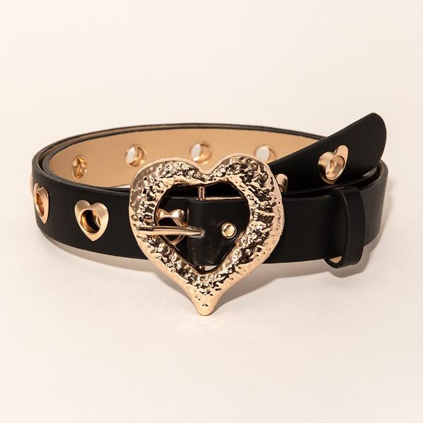 

belts black ladies belt round button office jeans high-quality heart buckle waistband alloy metal accessories holiday love gift, Black;brown