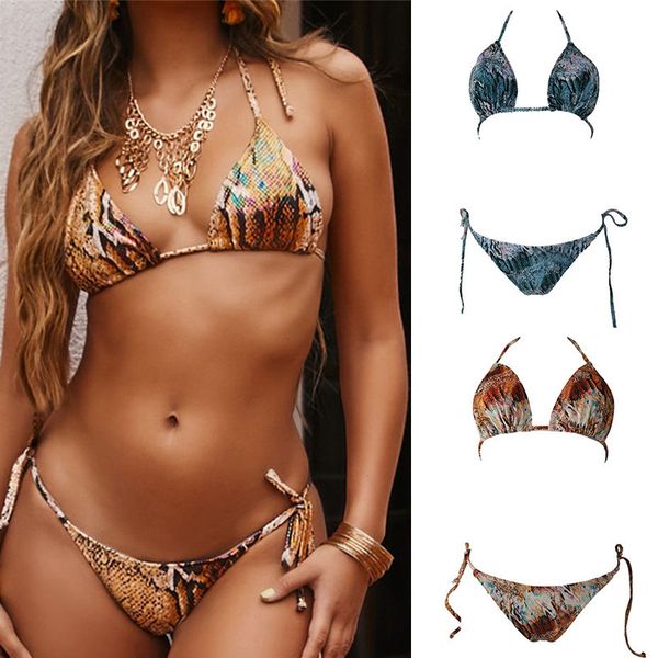 

swimwear 2021 women's sub system bikini with snake print, White;black