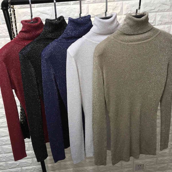

women's sweaters amazing sparkling sequins sweater women autumn winter korean style solid color pull femme turtleneck pullover qgrf, White;black