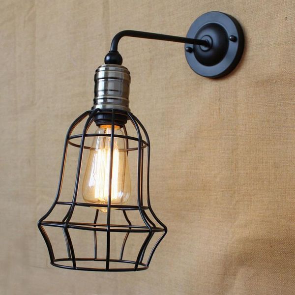 

wall lamp design antique black metal wire ball with long swing arm for workroom bedside bedroom illumination sconce