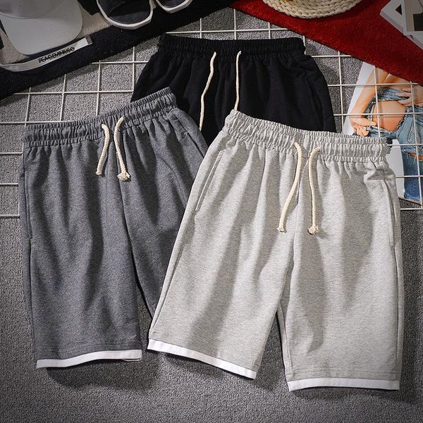 

men's shorts casual hong kong style loose five-cent fake two piece outdoor sports 5x, White;black