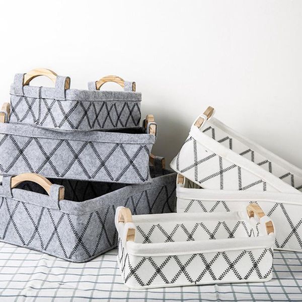 

storage baskets 3pcs sundries box dirty clothes felt basket toys bucket household supplies