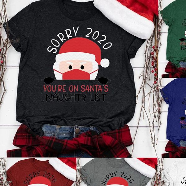 

sorry women t shirts youre on santas naughty list print funny womens shirt round neck cut graphic tee navidad, White