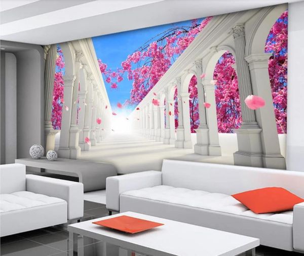 

custom po wallpaper 3d creative roman column flower living room tv sofa background wall home decor murals wallpapers