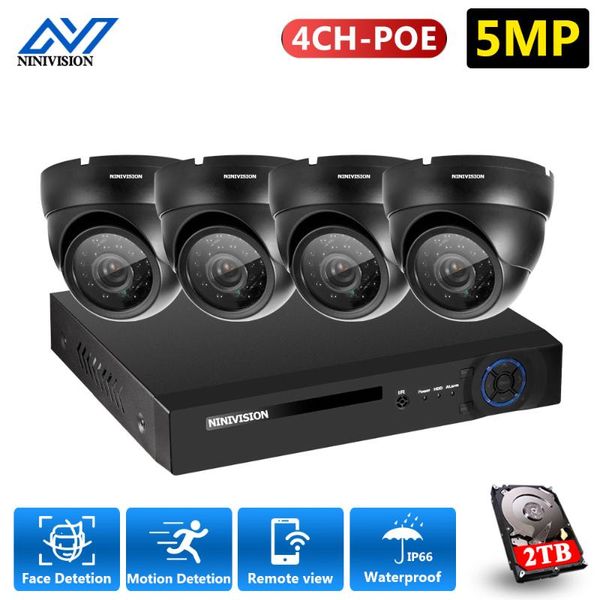 

h.265 5mp face detection recognition poe nvr cctv security system hd waterproof 1/3" sony imx335 ip camera surveillance kit wireless ki