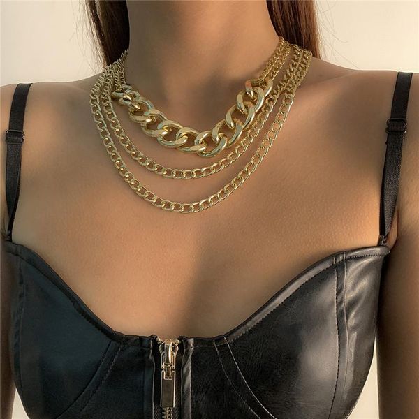 

Steampunk Hip Hop Chunky Thick Curb Cuban Miami Choker Necklace Collar For Women Metal Twisted Rope Chain Long Necklaces Jewelry Chains, Silver