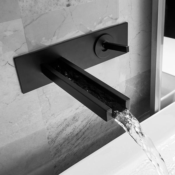 

basin faucets wall mounted brass bathroom sink mixer tap faucet 3 pcs black dual handle taps