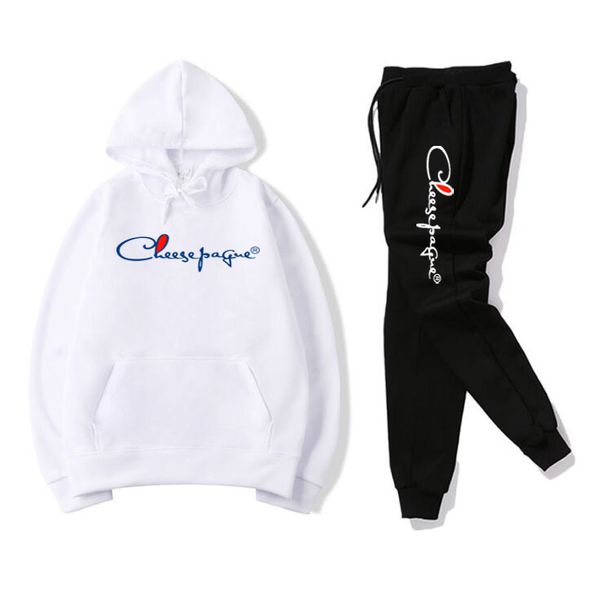 Männer Grau Hoodie Anzug Männer Sport Tragen Marke LOGO Trainingsanzüge Herbst Winter Männer Zwei Stücke Sets Übergroßen Mit Kapuze Streetwear ou200A