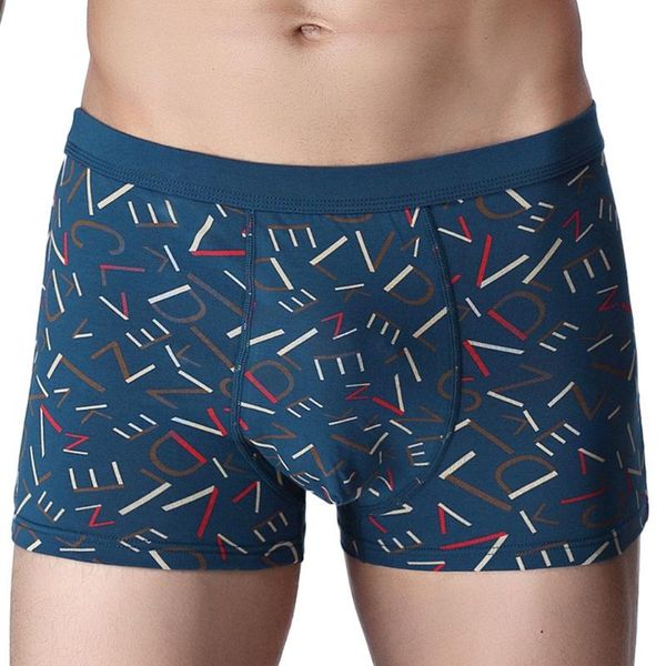 

underpants cotton comfortable men underwear u-convex seamless printed boxer briefs, Black;white