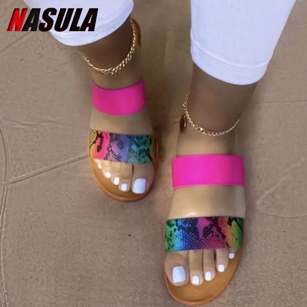 

slippers women patchwork summer slides outdoor beach flat heel sewing 2021 fashion casual female ladies shoes zapatos de mujer, Black