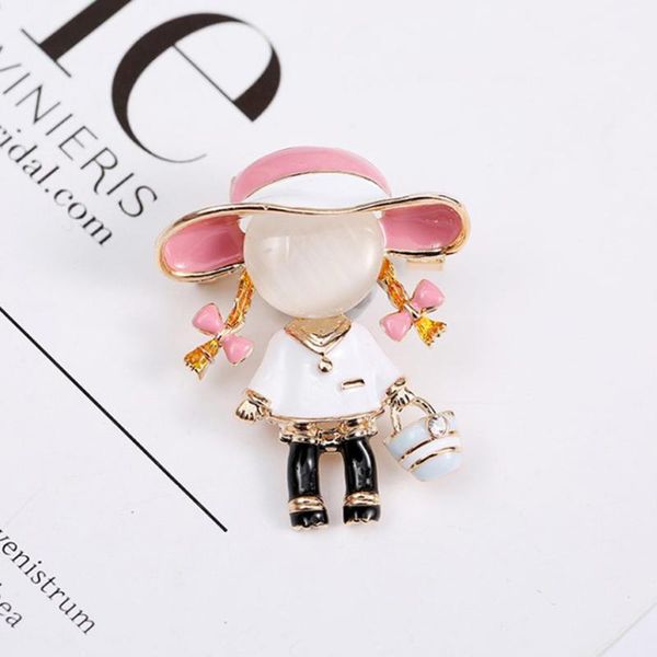 

pins, brooches painting girl for women cute opal brooch pin fashion kids, Gray