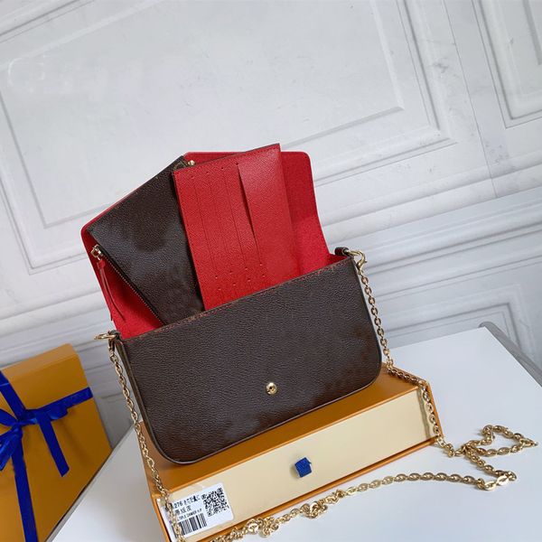 

classic women 3-piece set handbags chain shoulder bag leather wallet card crossbody purse shoulder messenger bags 60235
