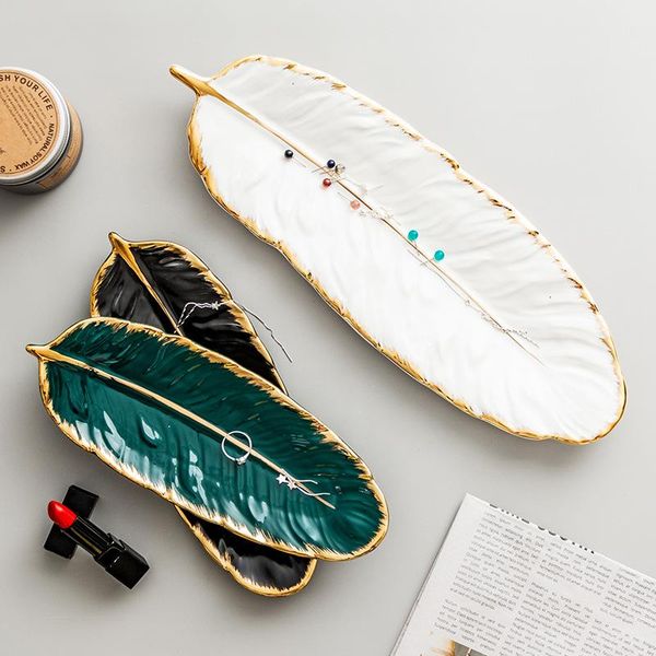 

dishes & plates nordic creative feather ceramic plate leaf sushi western storage household decoration jewelry tableware