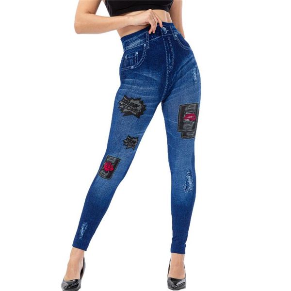 

women casual imitation cowboy leggings bead high elasticity slim solid waist pockets sport 2021 #p3 women's, Black