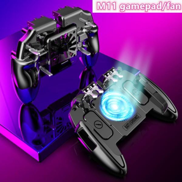 

fingers mobile phone shooting gaming button triggers gamepad with cooling fan for pubg auxiliary artifact controller joystick game controlle