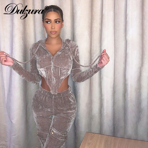 

corduroy women 2 pieces irregular hoodis sweatshirt high waist cargo pants sweatpants set trasuit matching 2021 autumn, Black;white