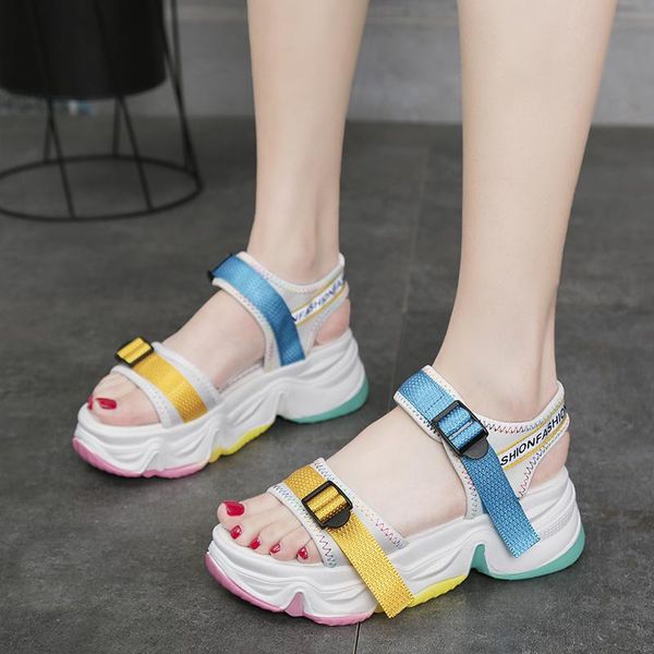 

rimocy summer sports platform sandals women 2021 thick bottom casual beach shoes woman non slip gladiator sandalias mujer, Black