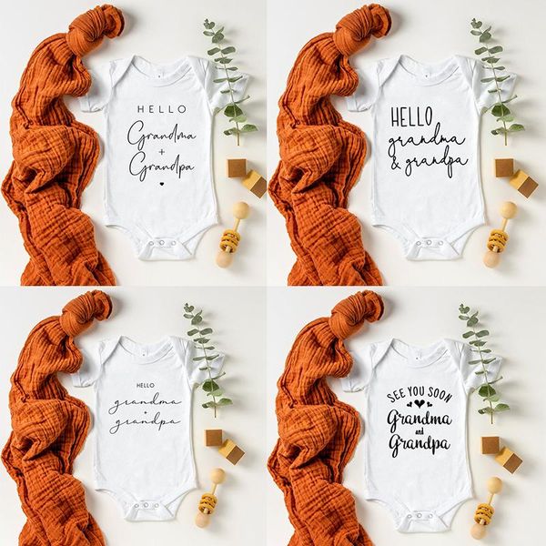 

rompers hello grandma & grandpa baby bodysuits infant boy girls jumpsuit pregnancy announcement to grandparents shower gift, Blue