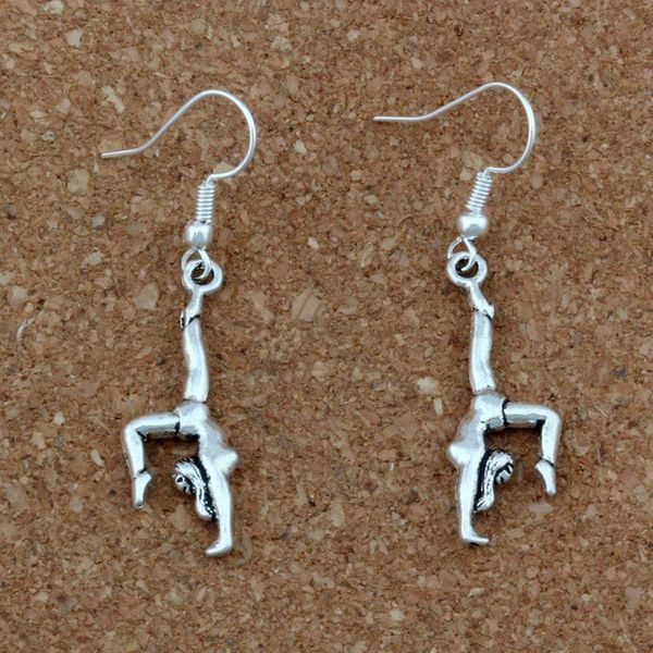 

gymnastics gymnast sporter charm earrings silver fish ear hook 24pairs/lot antique chandelier jewelry 11x47mm a-345e dangle &