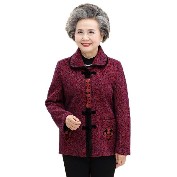 

women's jackets middle-aged and elderly women coat 2021 embroidery spring jacket plus size 5xl coats grandma's elegant outerwear, Black;brown