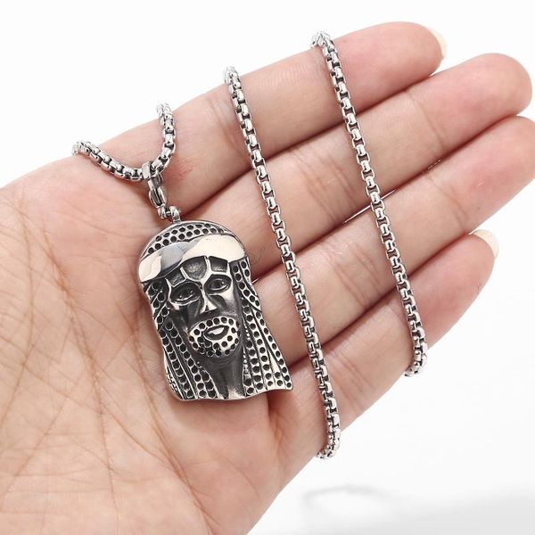 

hip hop stainless steel peaceful jesus head pendants necklaces for men jewelry pendant, Silver