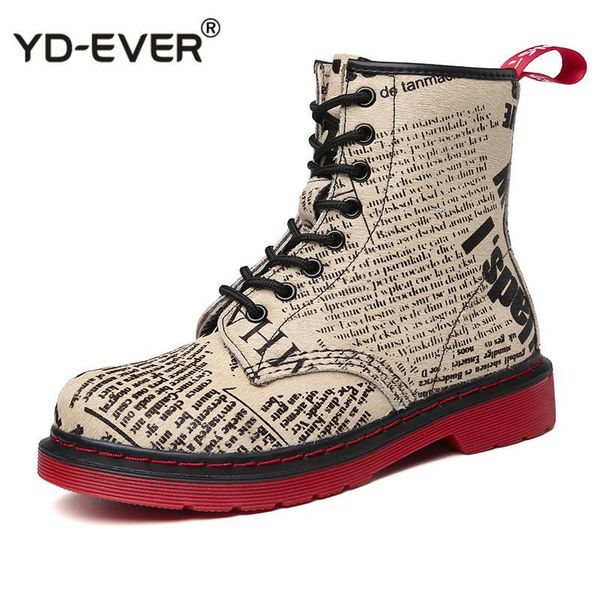 

boots printing letter women genuine leather shoes winter woman casual spring military desert botas mujer female ankle, Black