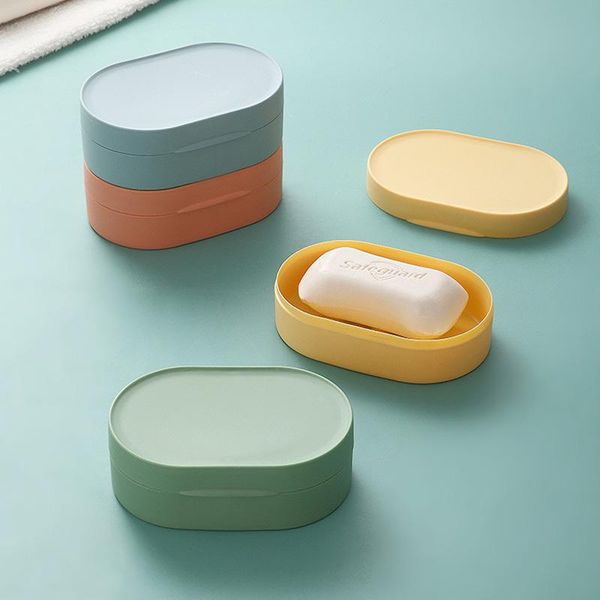 

soap dishes round shape travel handmade box case waterproof leakproof portable trip with lock cover