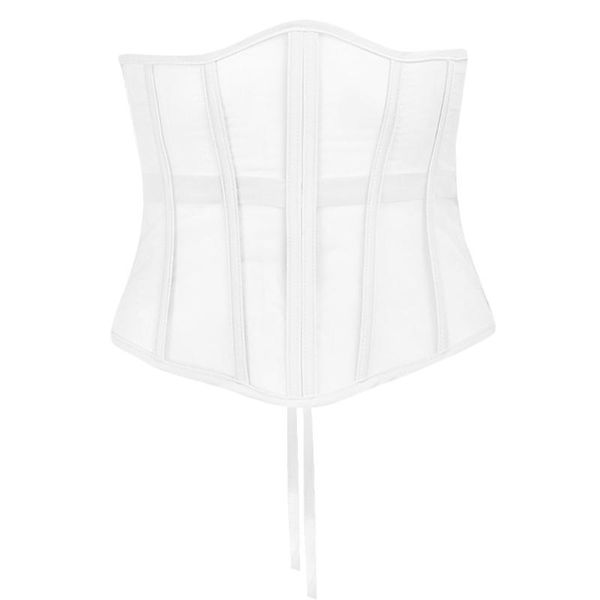 

belts women see-through mesh underbust corset crisscross lace-up bandage bustier slimming waist belt cincher body shaper club, Black;brown