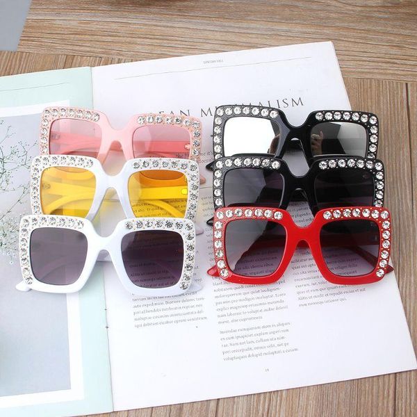 

sunglasses luxury rhinestone kids square sun glasses children baby boys girls oculos de sol feminino, Blue