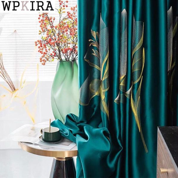 

curtain & drapes nordic curtains lily floral for living room dark green damask drape blackout window bedroom blinds matching tulle z449#d
