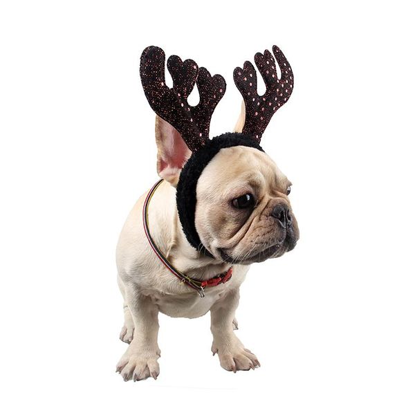 

dog apparel pet christmas hat deer caps shiny sequin headband
