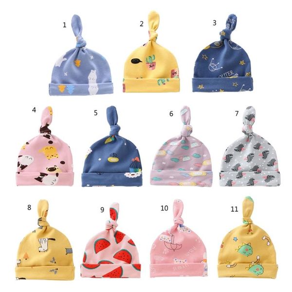 

caps & hats 0-6 months baby cotton hat tail knot beanie cap for born infant toddler boys girls shower gifts pography props accessories, Yellow