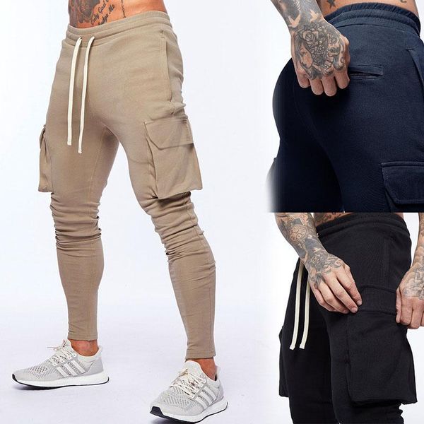 

men's pants autumn and winter sports running fitness casual cotton straight loose-fitting black