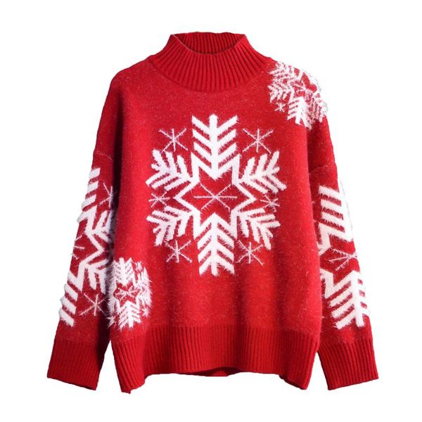 

christmas sweater womens turtleneck loose long sleeve knitwear pullover casual dames trui lange mouwen women's sweaters, White;black