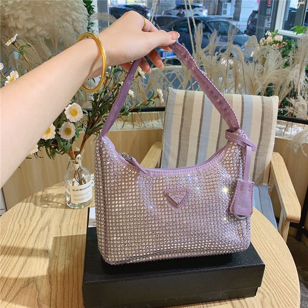 

designer 2021 luxury ladies handbag leather fashion underarm bag purple