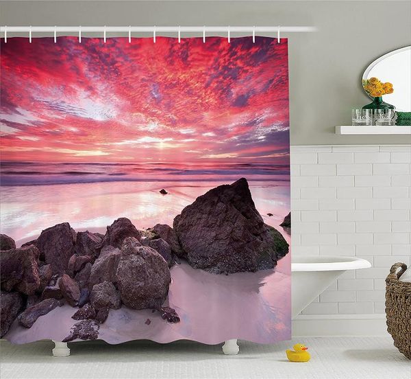 

shower curtains landscape curtain australian seascape with rocks ocean deep sea sunrise dawn art po waterproof bath