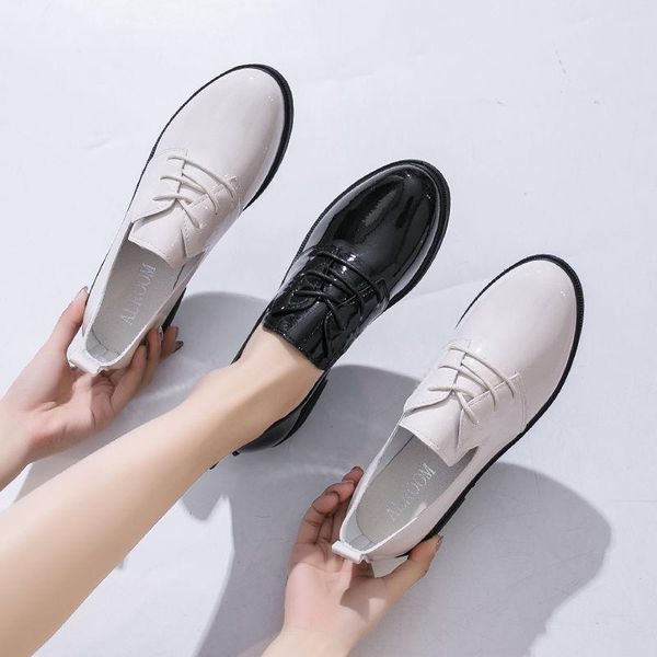 

women's shoes pointed toe small leather bright matte retro women dress, Black