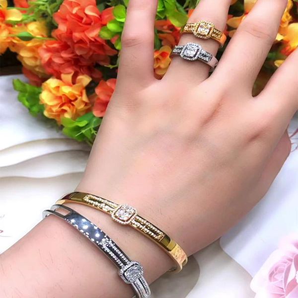 

earrings & necklace kellybola luxury shiny bracelet ring exquisite zircon jewelry set ladies party anniversary accessories 2021, Silver