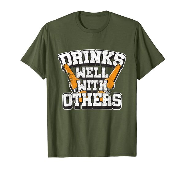 

drinks well with others funny beer t-shirt, White;black