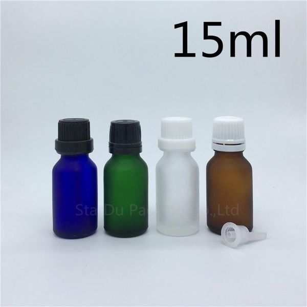 

storage bottles & jars travel bottle 15ml green blue amber transparent frosted glass bottle, vials essential oil with tamper evident cap 200