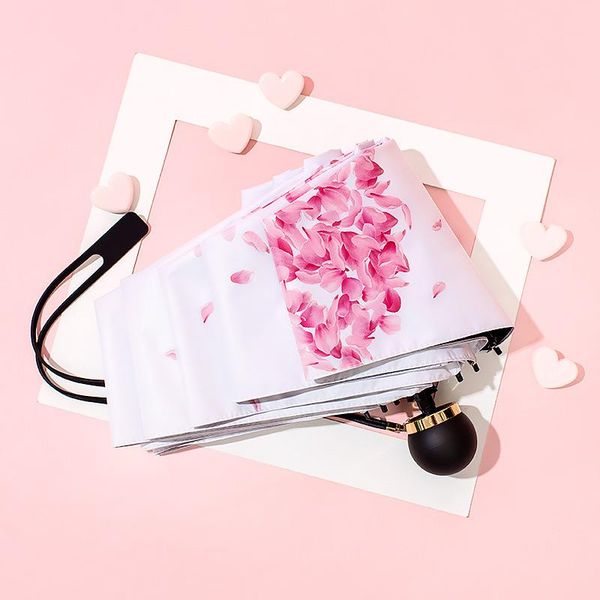 

umbrellas umbrella rain woman pocket size cherry blossoms sunscreen defence ultraviolet rays fold sunshade parasol