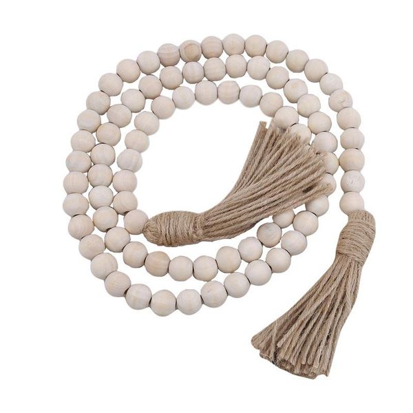 

2021 natural wooden bead chain with tassel garland northern europe nursery home dÃ©cor hand made wood farmhouse decoration