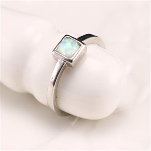 

wedding rings silver ring classic delicate inlaid square opal temperament female hand jewelry, Slivery;golden