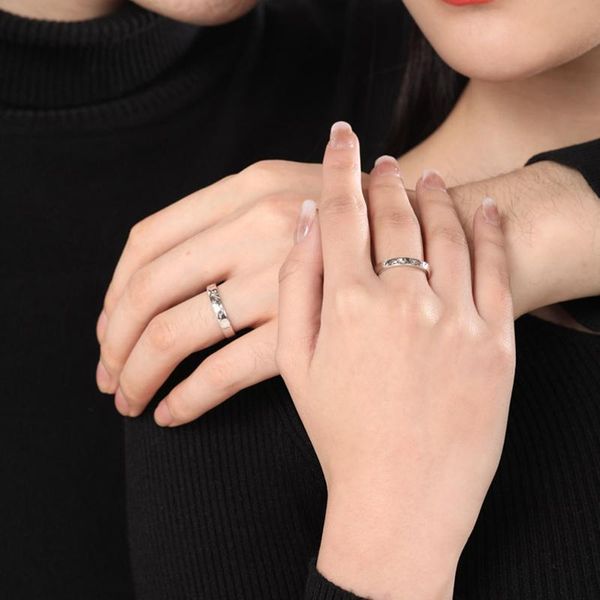 

wedding rings fashion simple opening sun moon ring minimalist silver color adjustable for men women couple engagement jewelry, Slivery;golden